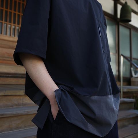 COMME des GARCONS HOMME HOMMEエステルナイロンツイル切り替えポケット半袖シャツ(HG-T021-051) style. 2021.05.07.