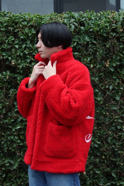 doublet HAND-PAINTED RECYCLE FUR JACKET"RED style"