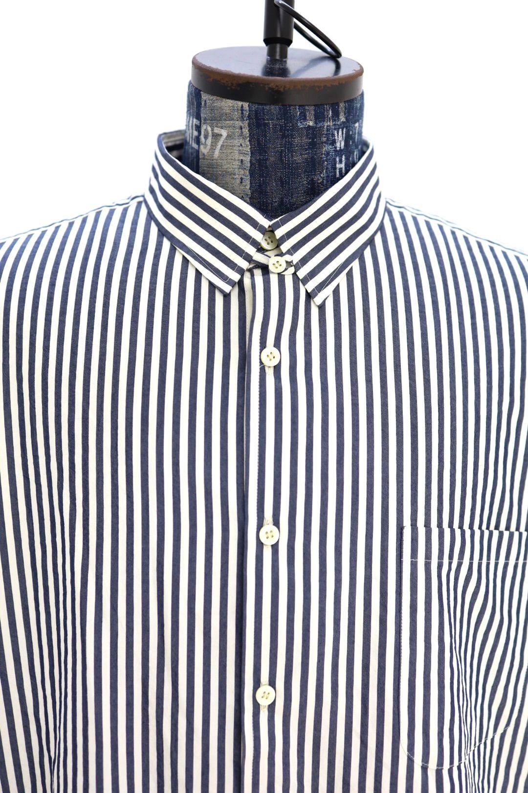 イズネス 26SS シャツTab Color Vent Short-Sleeve Shirt(26SS_28_1008SSSH02)NAVY STRIPE☆新作発売！