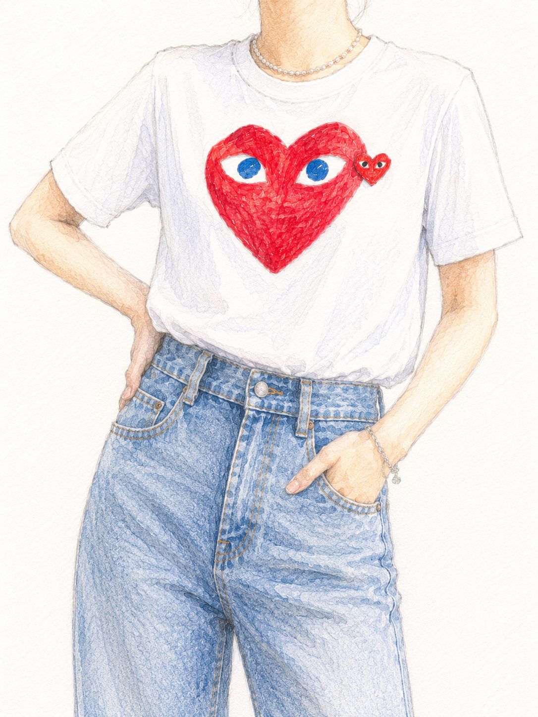 PLAYプレイコムデギャルソン BLUE EYES Tシャツ(RED HEART)☆新作発売！