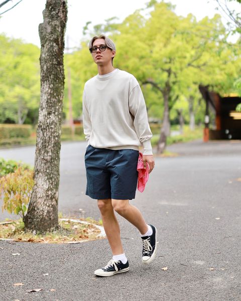 A.PRESSE High Density Weather Cloth Shorts "NAVY"スタイル