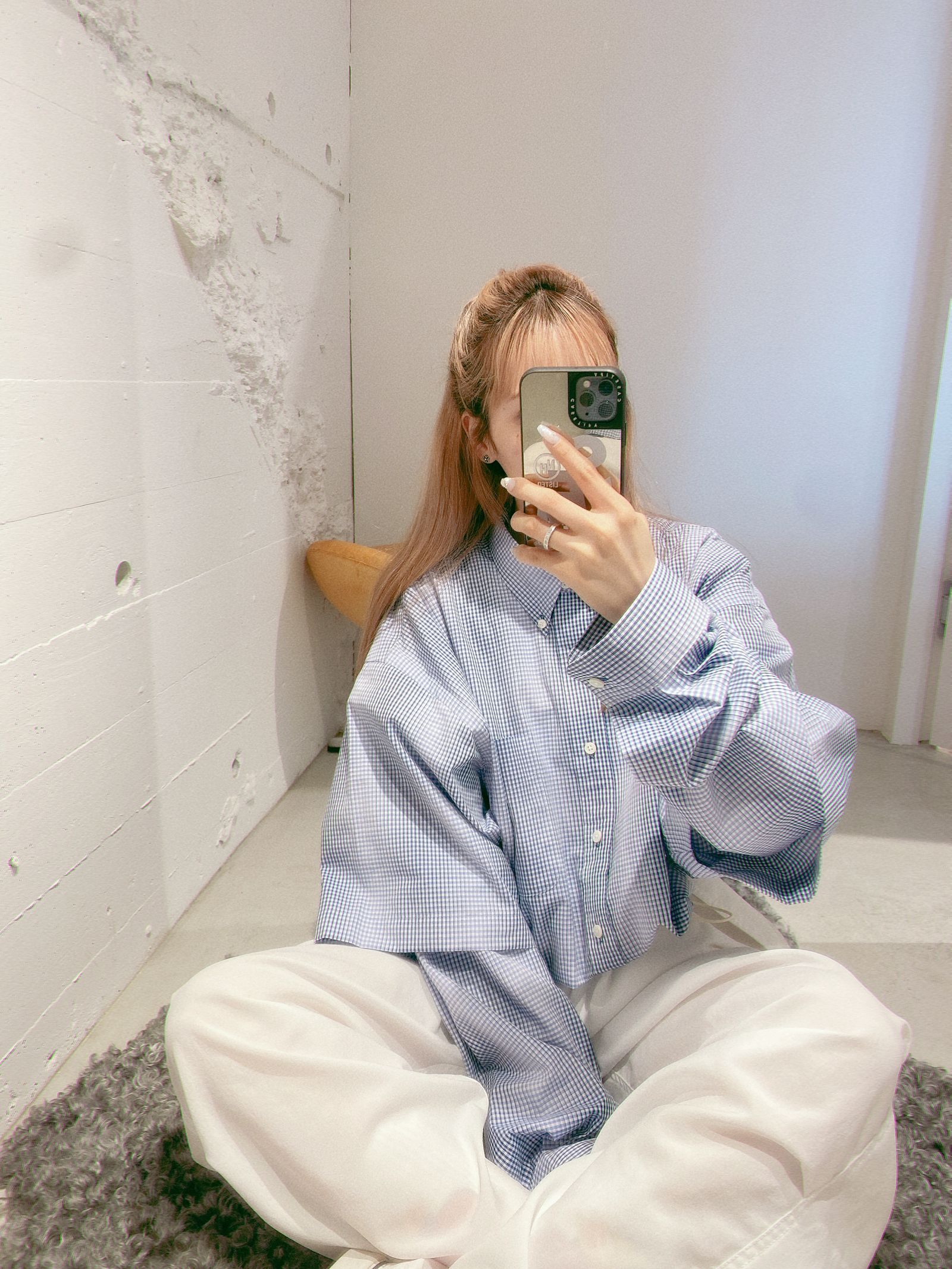 セダンオールパーパスSS24 Detachable Shadow Plaid BD Shirt (SD24S-SH04)Blue Plaid