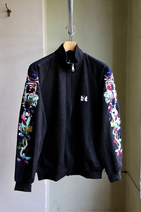 doublet CHAOS EMBROIDERY SUEDE TRACK JACKET"BLACK"style.2020.8.8.