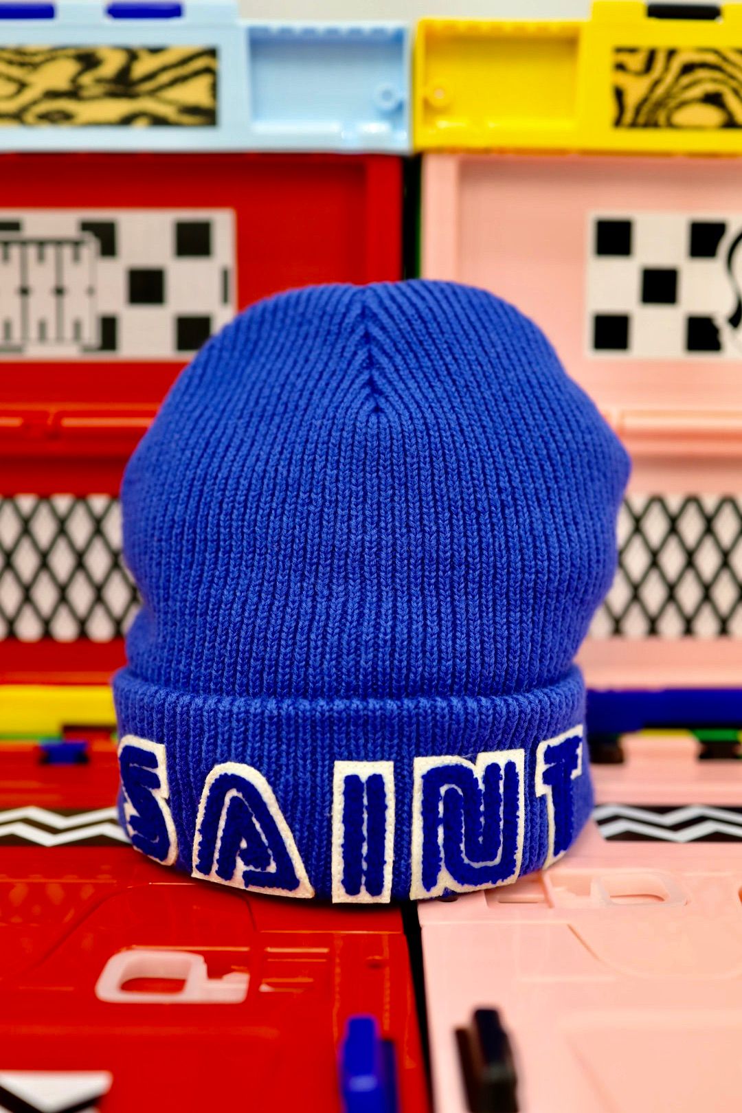 セントマイケル25AW SEGAコラボ SG_KNIT CAP /SAINT SEGA (SM-HR1-0000-C66)BLUE