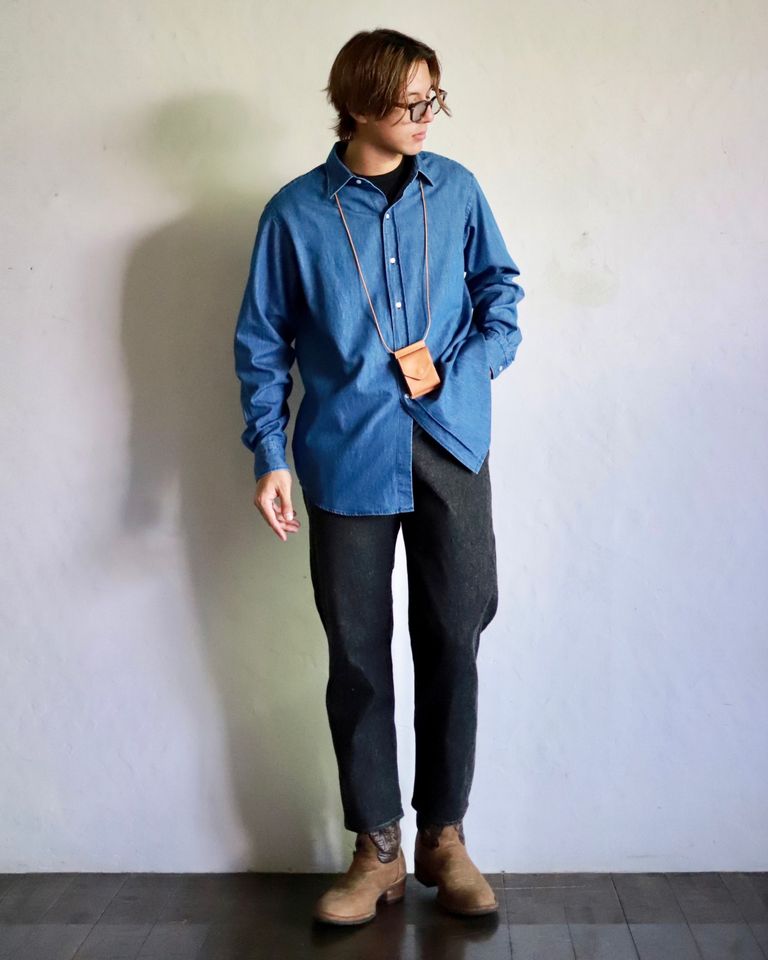 A.PRESSE - アプレッセ23AW Washed Denim Shirt (23AAP-02-08H)INDIGO 