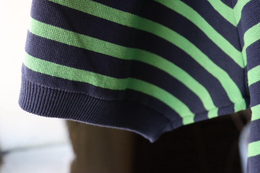 イズネス22SS SHORT SLEEVE BASQUE SHIRT(NAVY×GREEN BORDER)