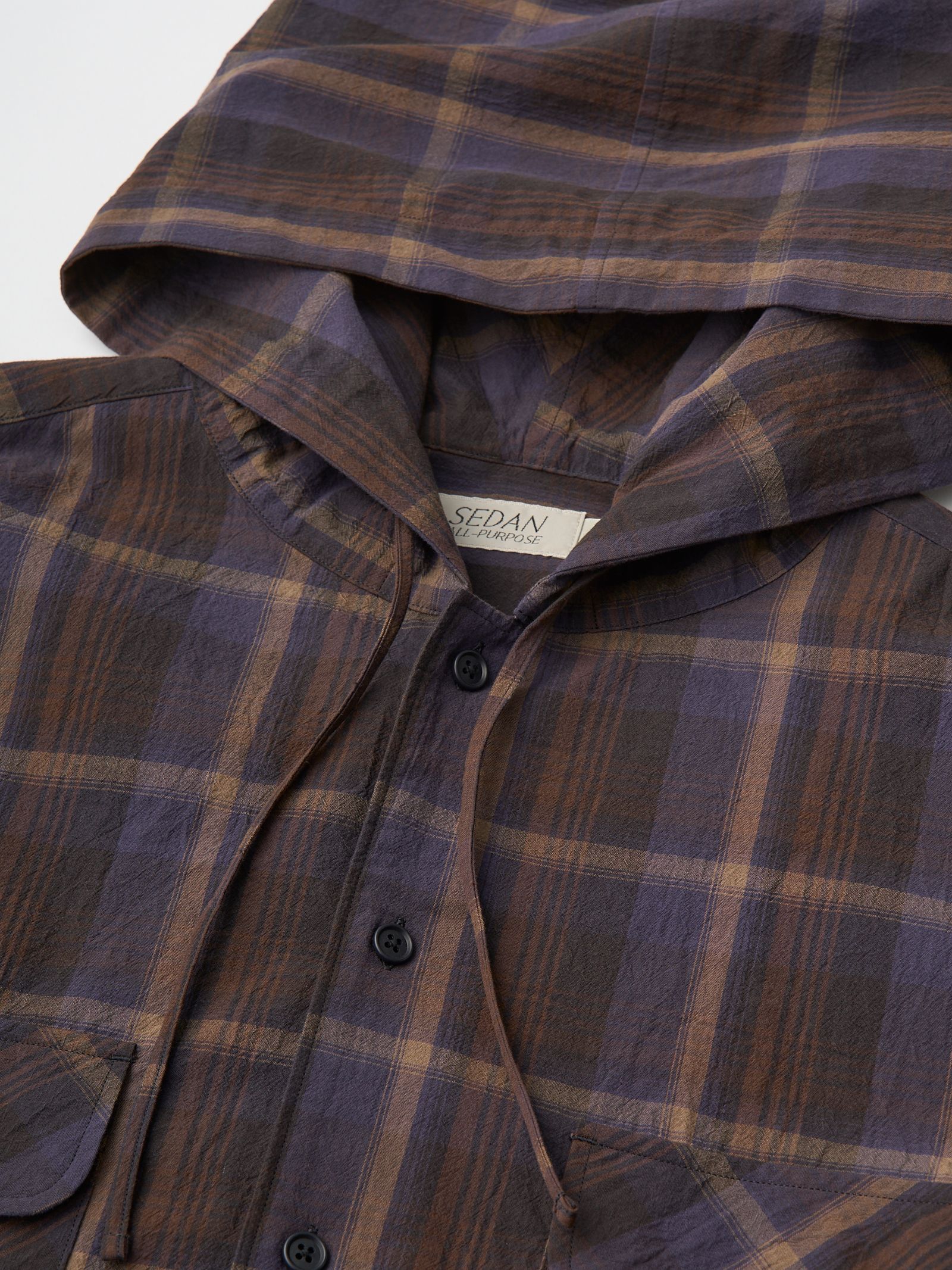 セダンオールパーパス SS25 Plaid Hooded Shirt(SD25S-SH01) Purple Brown