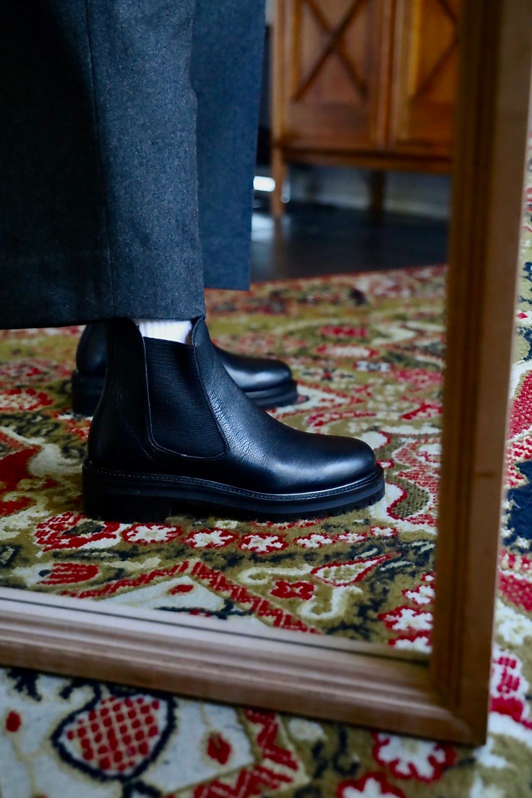 FOOTWORKSフットワークス サイドゴアブーツ Side Gore Boots in Grain Leather(F03-0001_M)BLACK☆新作発売！