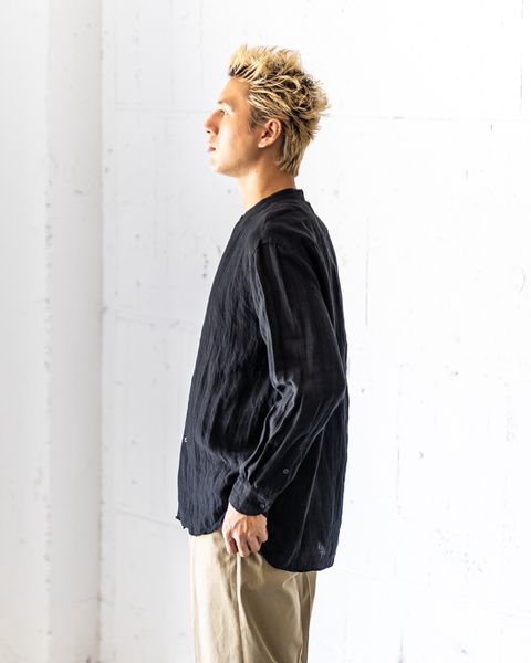 blurhms Linen Band-collar Shirt Style