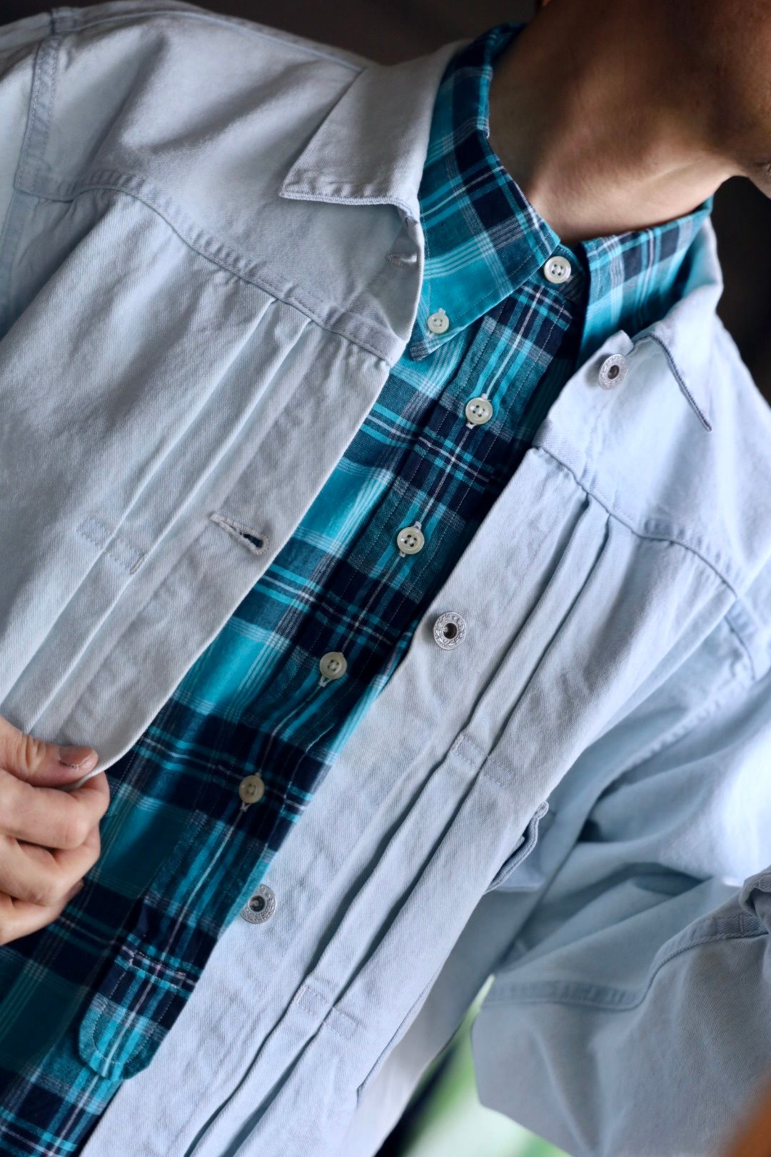 ファウンダ 25SS PULLOVER SHIRT(015FD251010)TURQUOISE/BLACK