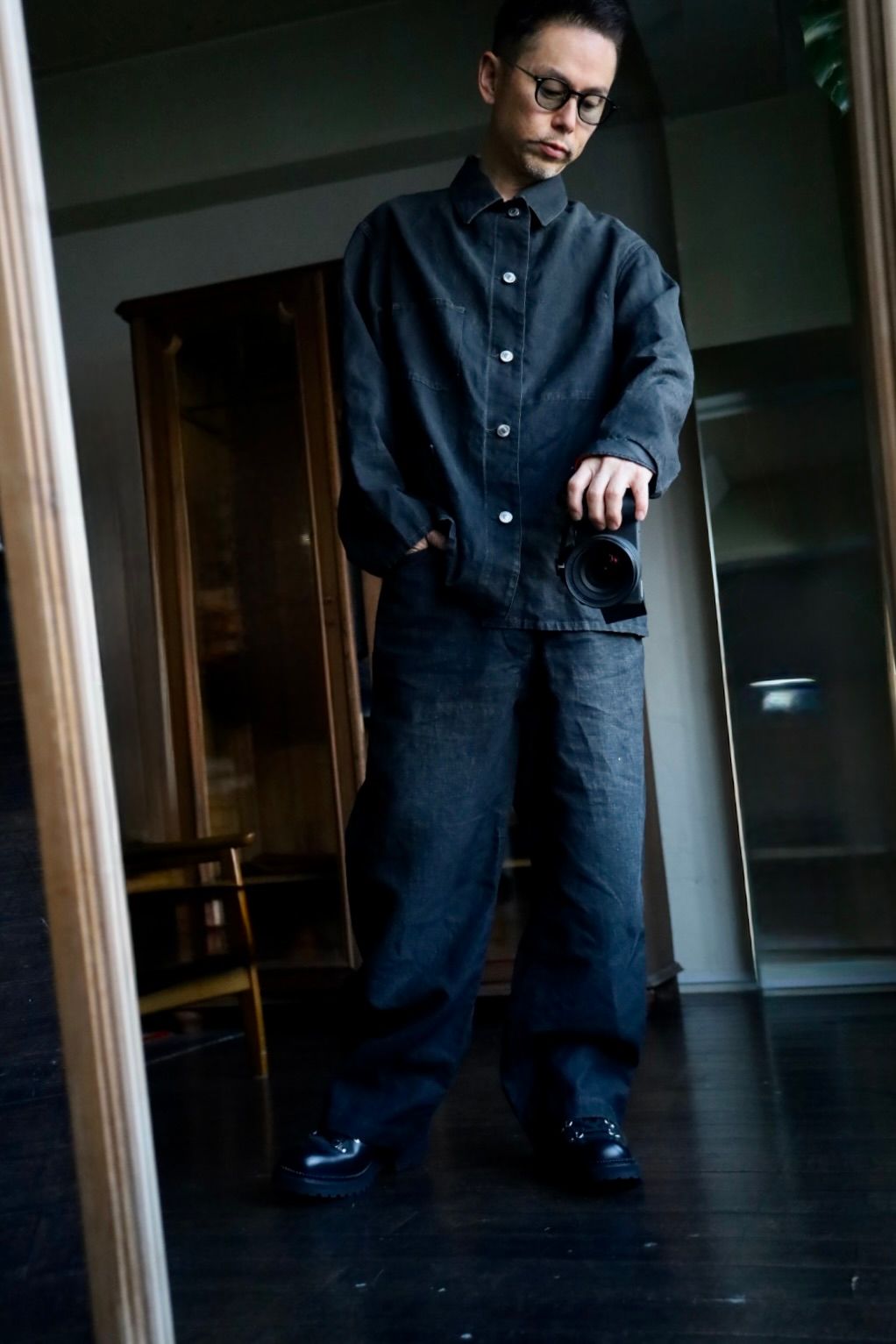 A.PRESSE Vintage Black Linen Coverall – unexpected store