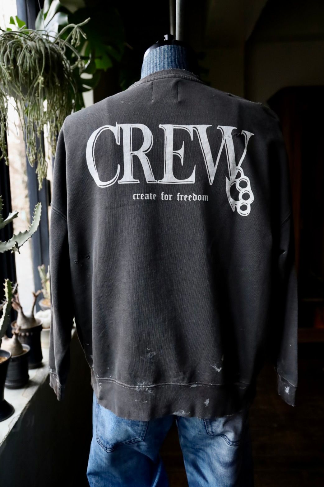 トーキングアバウト ジ アブストラクション 25SS DAMAGE CREW SWEAT (SBW-CNS-001)BLACK
