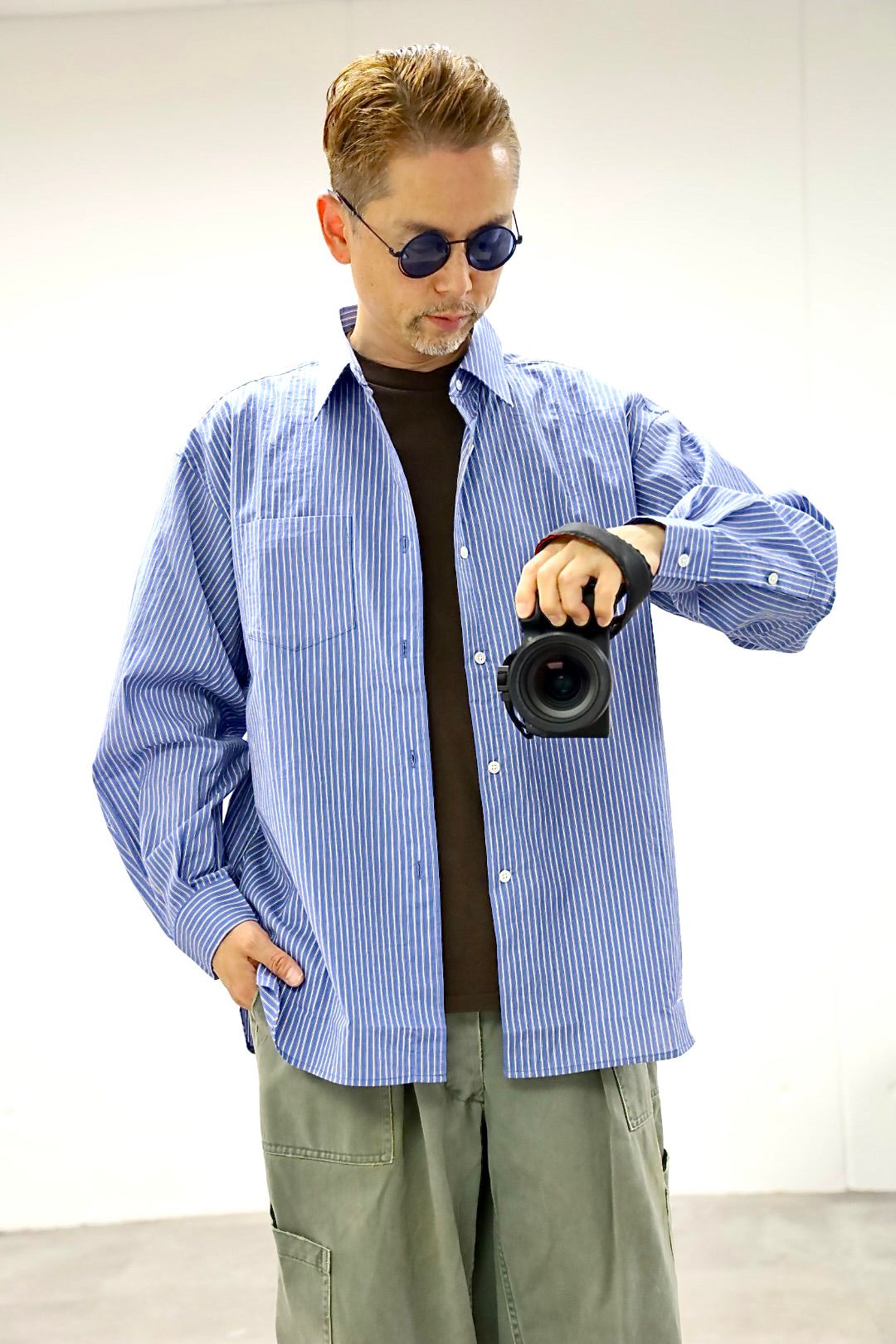 FreshService 26SS HRAFTeX® L/S STRIPE SHIRT"BLUE STRIPE"スタイル