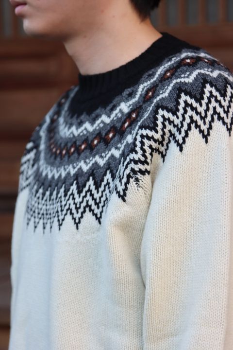 JUNYA WATANABE COMME des GARCONS MAN ウールジャガードニット求心柄"WHITE"style