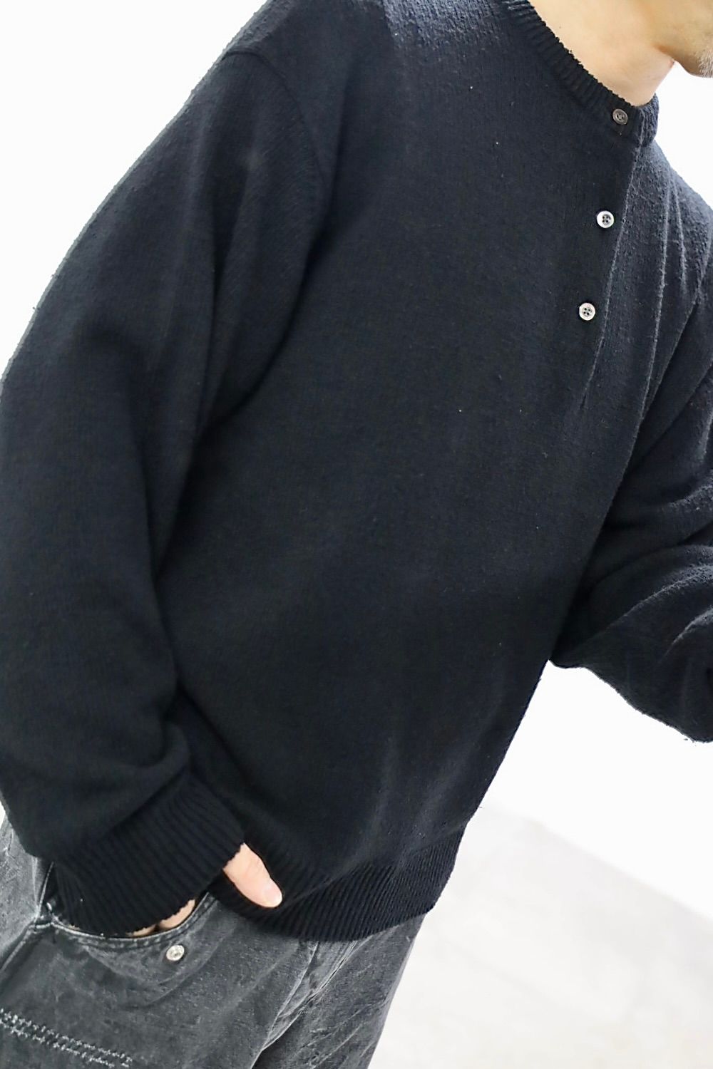 アプレッセ 2026 STYLE1 Washed Silk Nep Henry Neck Sweater(26SAP-03-08)BLACK☆1月10日(土)発売！