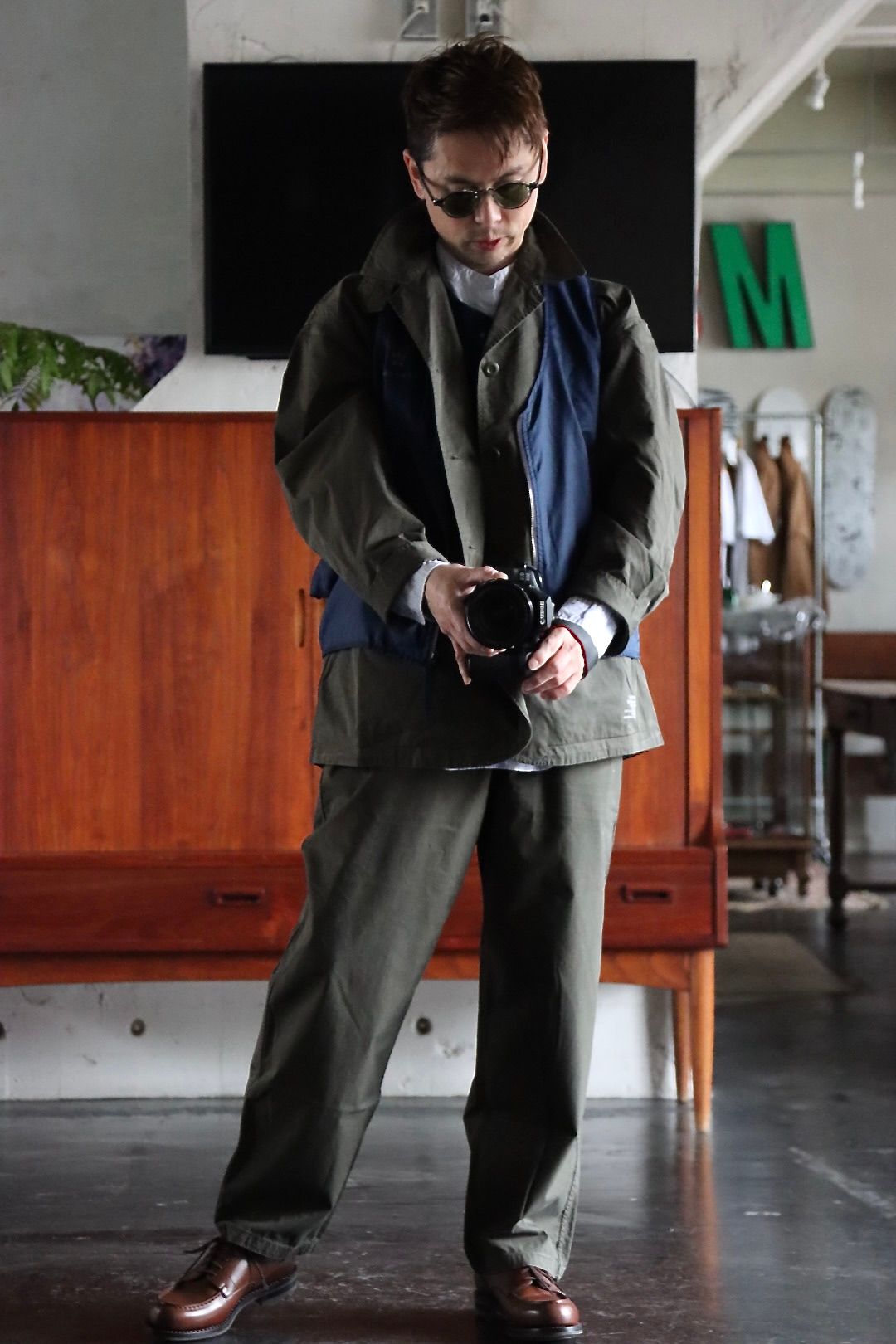 FreshService OVERDYED LEFT TWILL ENGINEER JACKET"DARK OLIVE"style.