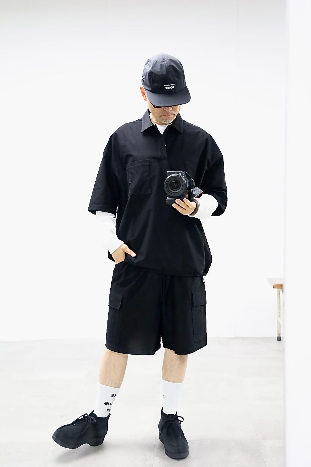 コムデギャルソンオム26SS ストレッチカルゼショーツ(HQ-T019-051)BLACK☆5月1日(金)発売！