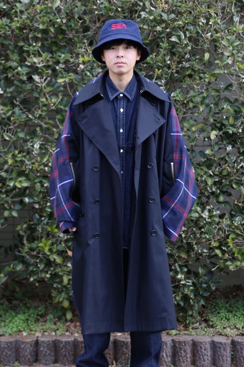 KIDILL Trench Coat(KL447) "Navy×Blue Tartan" style 2020.12.23.