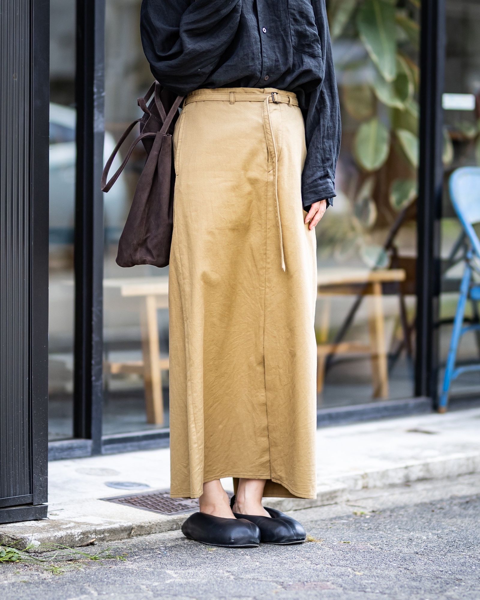 blurhms Women's 25FW Cotton Serge Belted Skirt(BHSW25F7)KhakiBeige