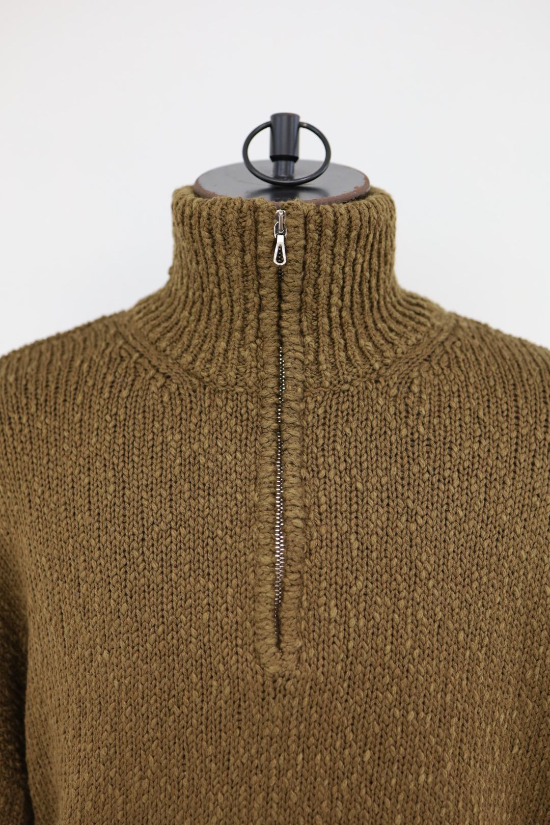 グラフペーパー Cotton Wool Slub Oversized Half Zip Knit(GU263-80603)BROWN