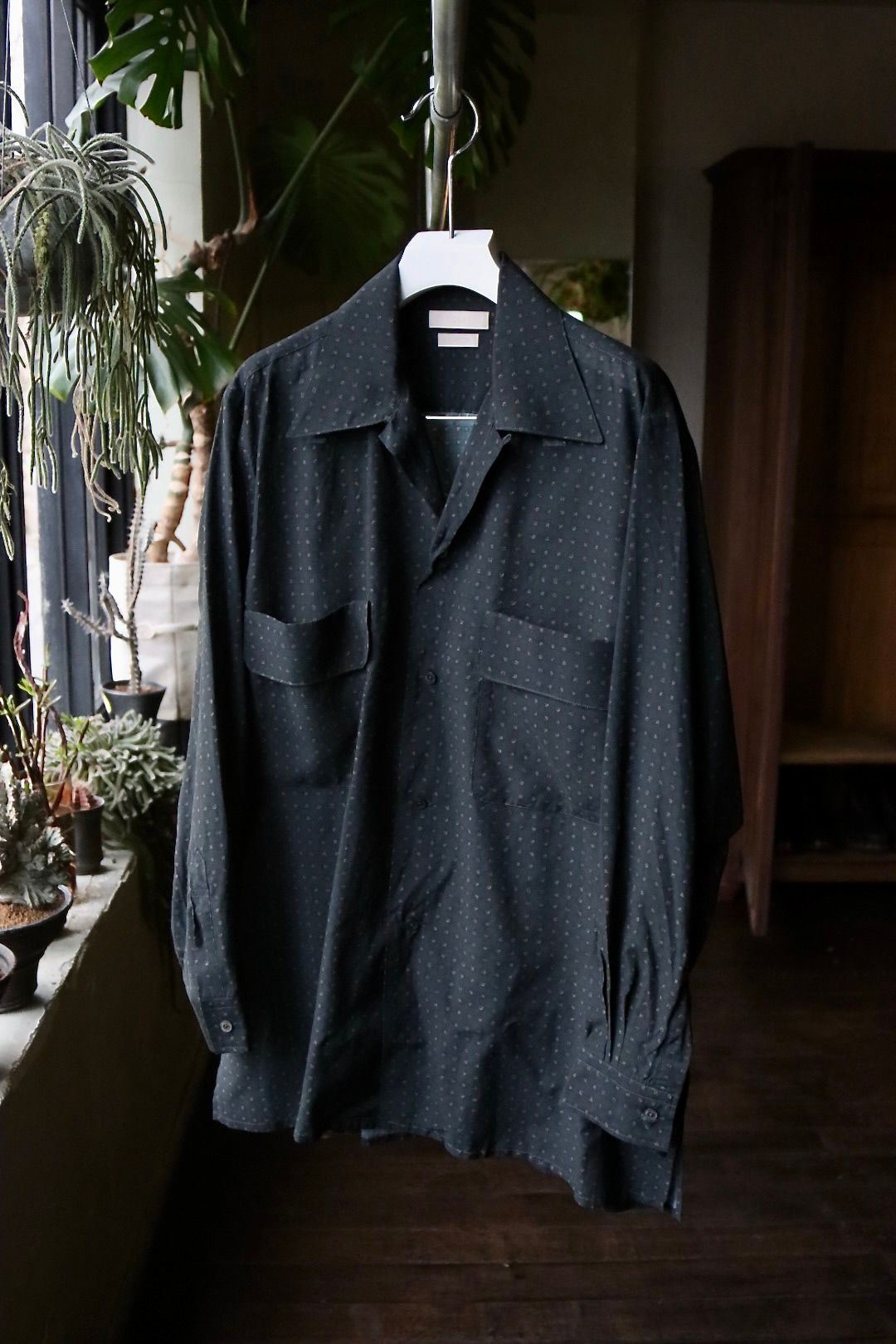 ヨーク24SS PIXEL LOW PLAID OPEN COLLAR SHIRT(YK24SS0654SH)NAVY