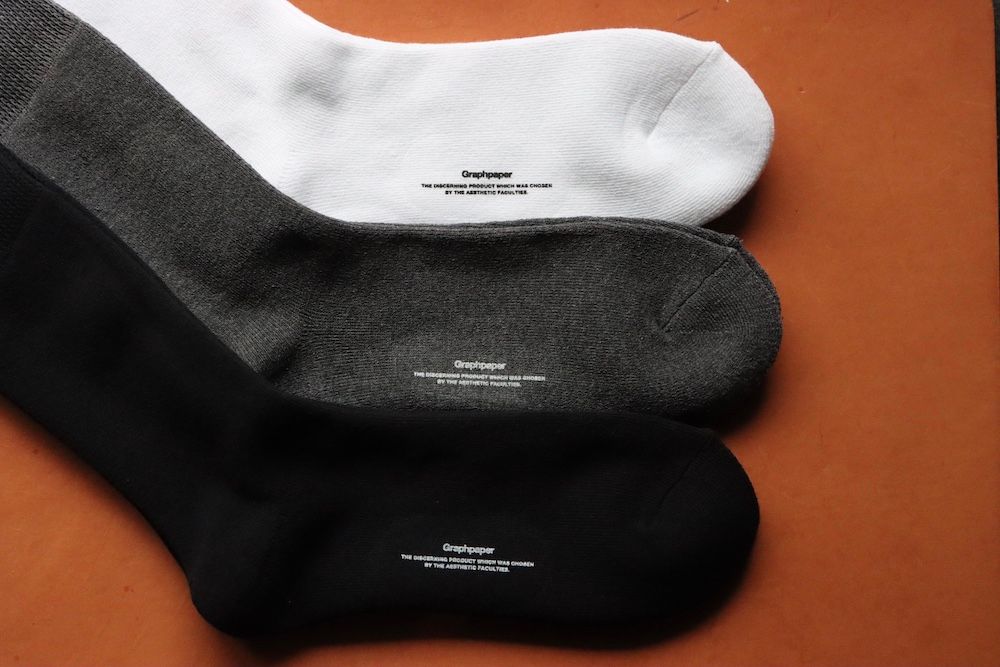 グラフペーパー 3パックソックス Graphpaper 3-Pack Socks (MONOTONE)