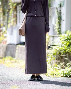 blurhms Women's 25FW Wool Rib Skirt(BHSW25F4)DarkBrown