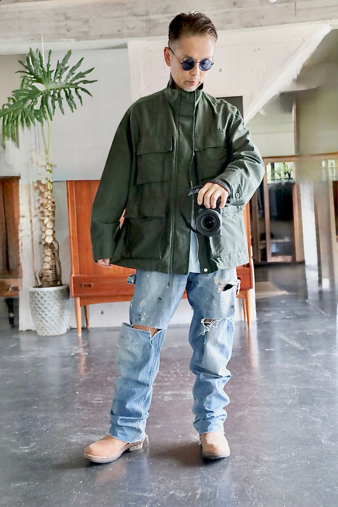 Graphpaper Cotton Cupro Back Satin Military Jacketスタイル2025.9.6.