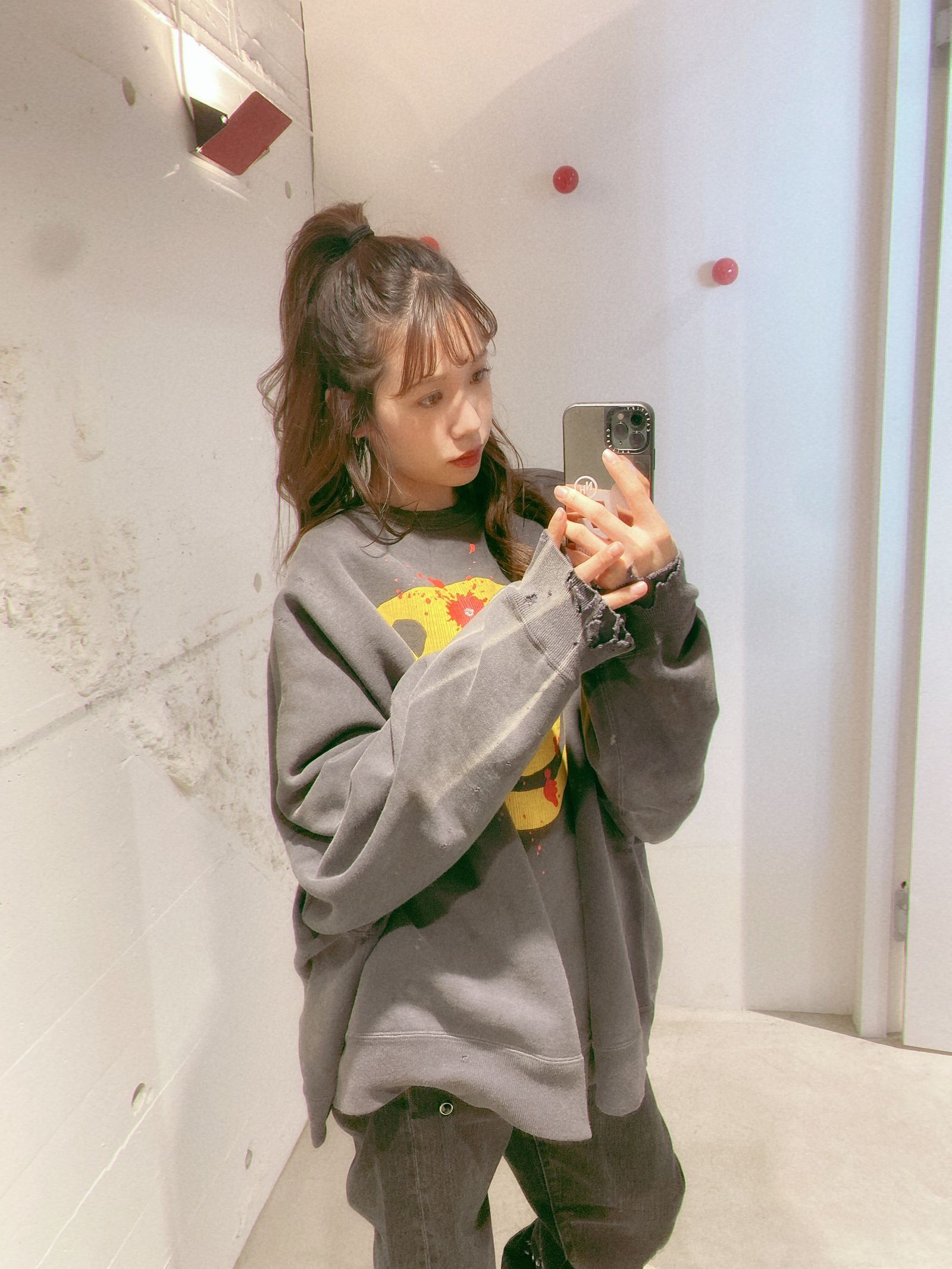 セントマイケル24AW SMILE CP_CREW SWT(SM-YS1-0000-C06)BLACK