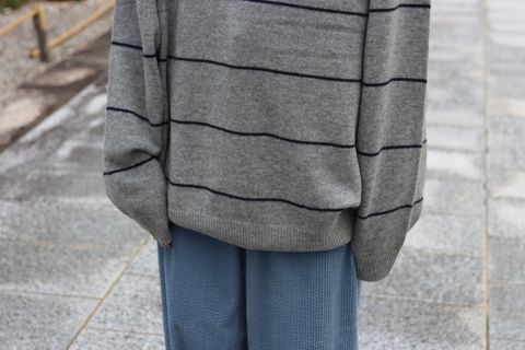 UNIVERSAL PRODUCTS MERINO WOOL BORDER CREW NECK KNIT style.2022.9.11