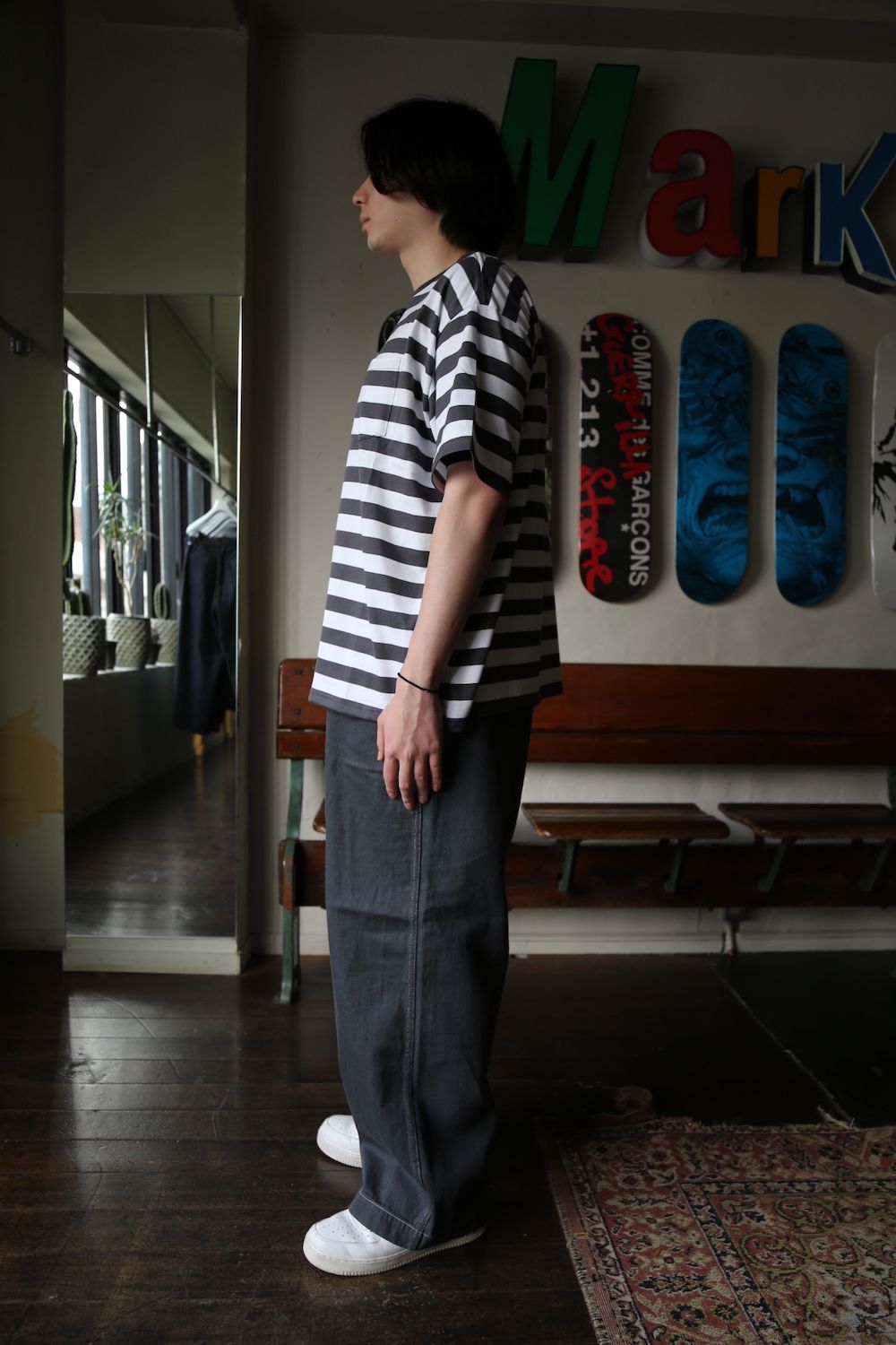 Graphpaper Border S/S Pocket Tee(GU211-70146B) style.2021.3.7