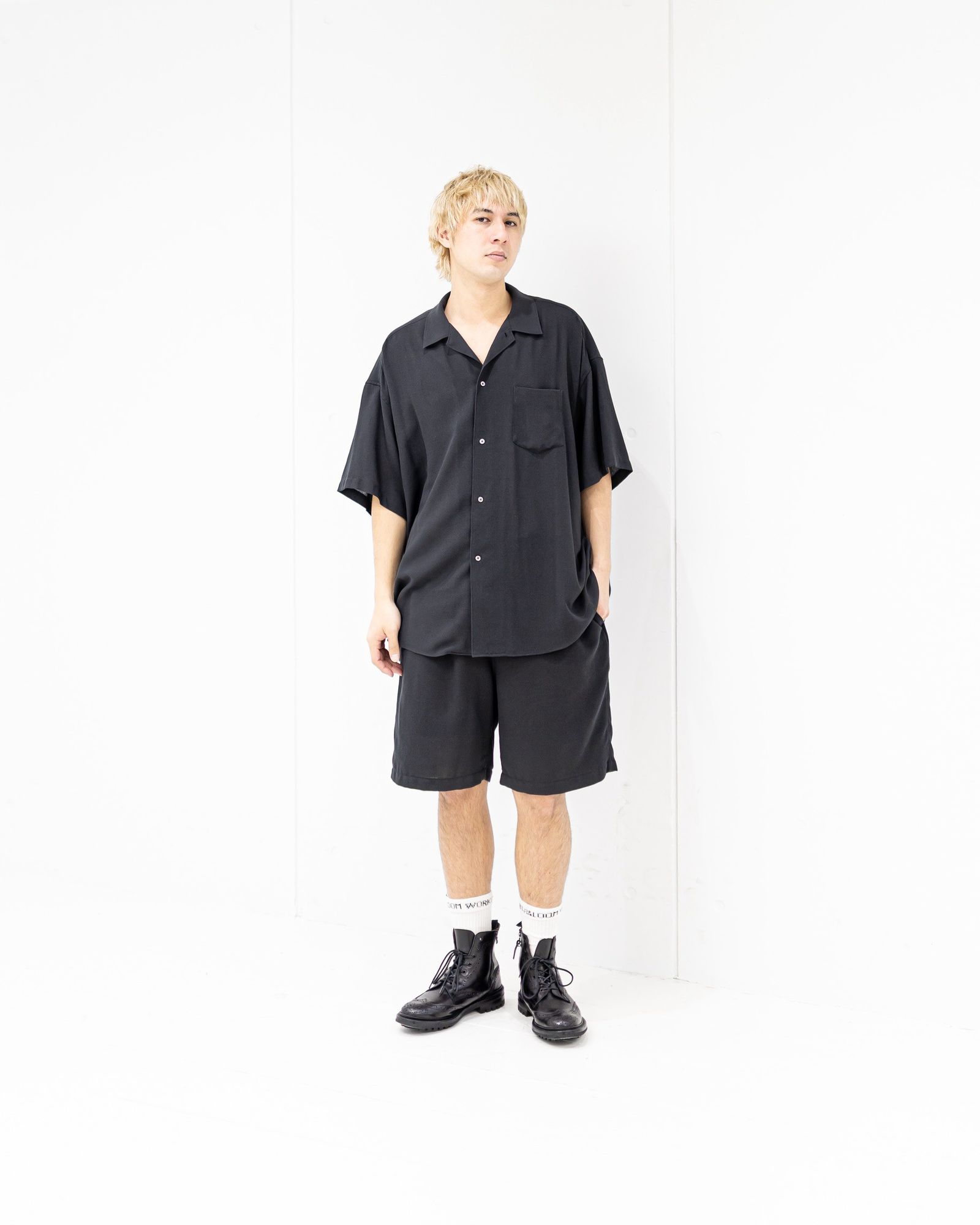 Graphpaper Viscose Viyella S/S Sleeping Shirt (CHARCOAL)新作発売！