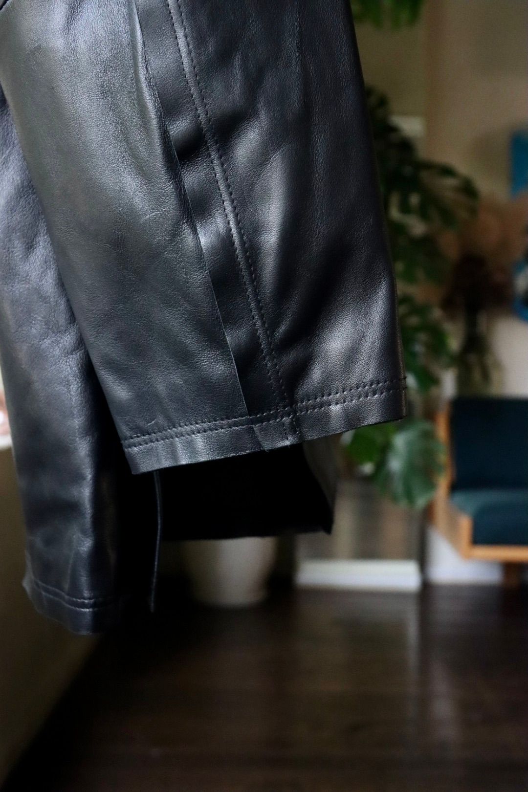 ヨーク23AW CUT-OFF LEATHER CAR COAT(YK22AW0401C)DEEP BLACK