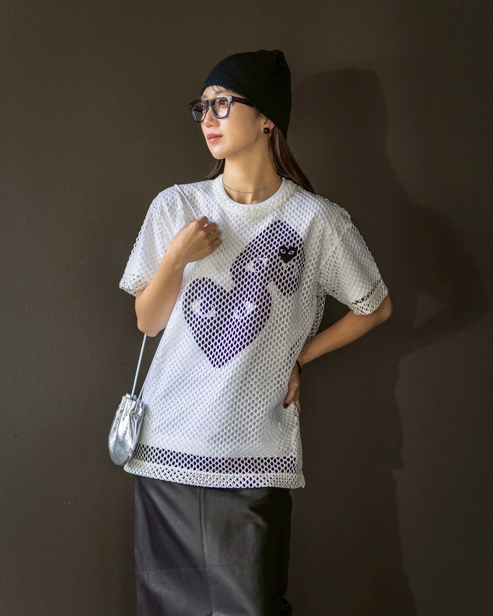 PLAY COMME des GARCONS  BLACKエンブレムメッシュTシャツ style.2025.12.13