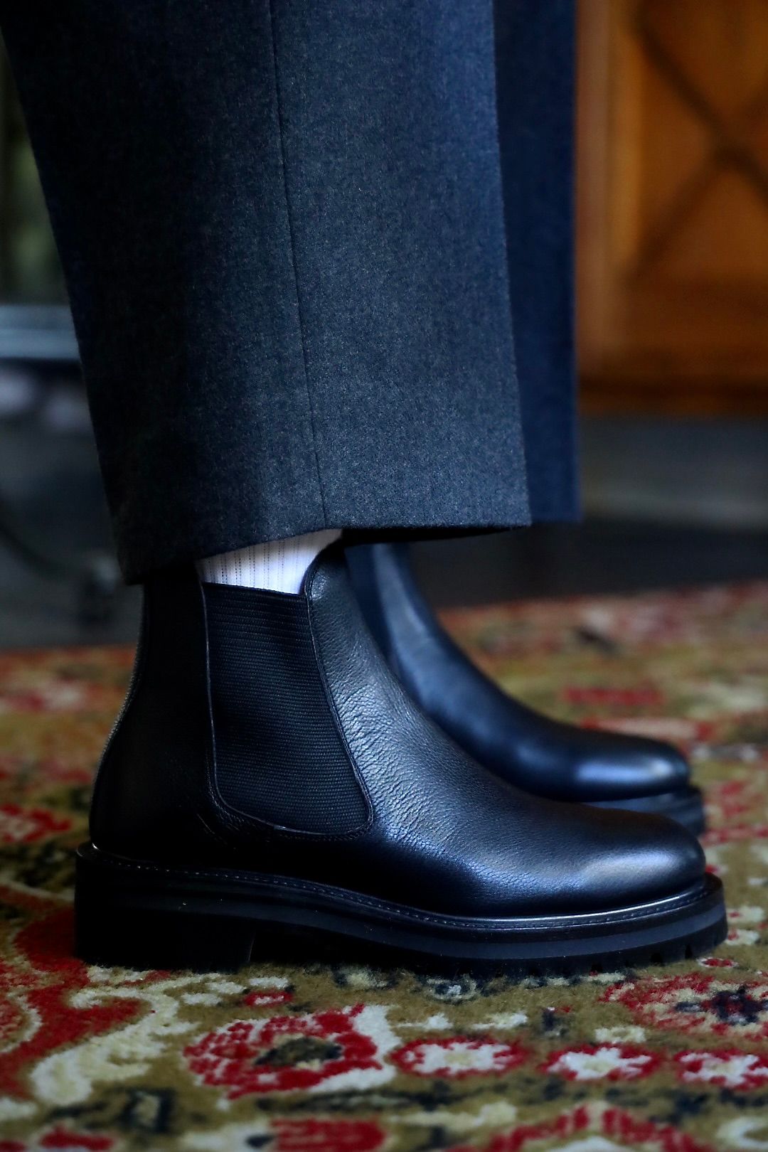 FOOTWORKSフットワークス サイドゴアブーツ Side Gore Boots in Grain Leather(F03-0001_M)BLACK☆新作発売！