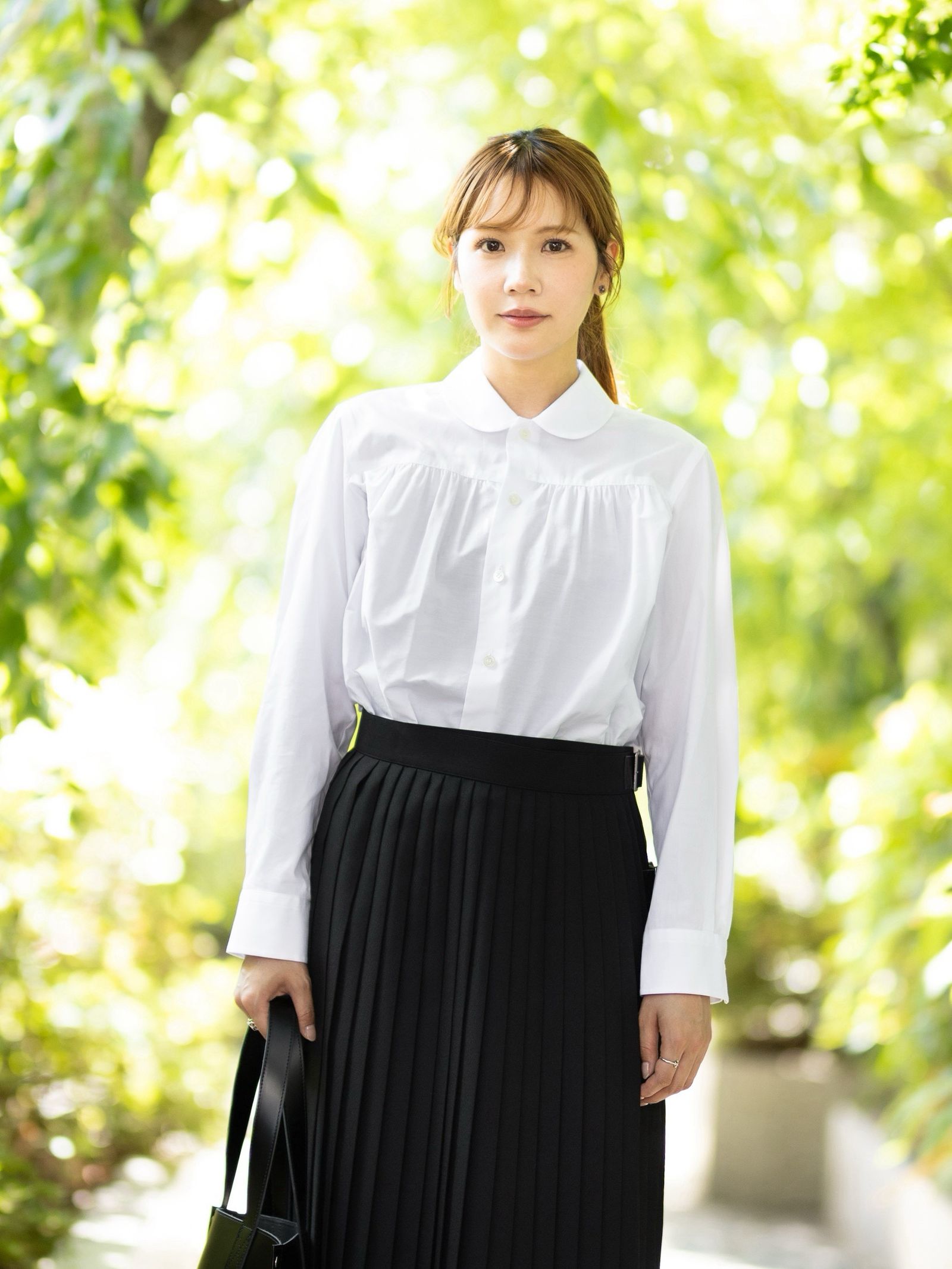 tao 26FW 綿ブロード丸衿ギャザーブラウス(TZ-B007-051-2)WHITE☆8月7日(金)発売！
