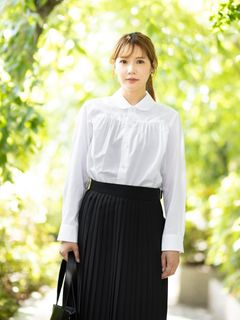 tao 26FW 綿ブロード丸衿ギャザーブラウス(TZ-B007-051-2)WHITE☆8月7日(金)発売！