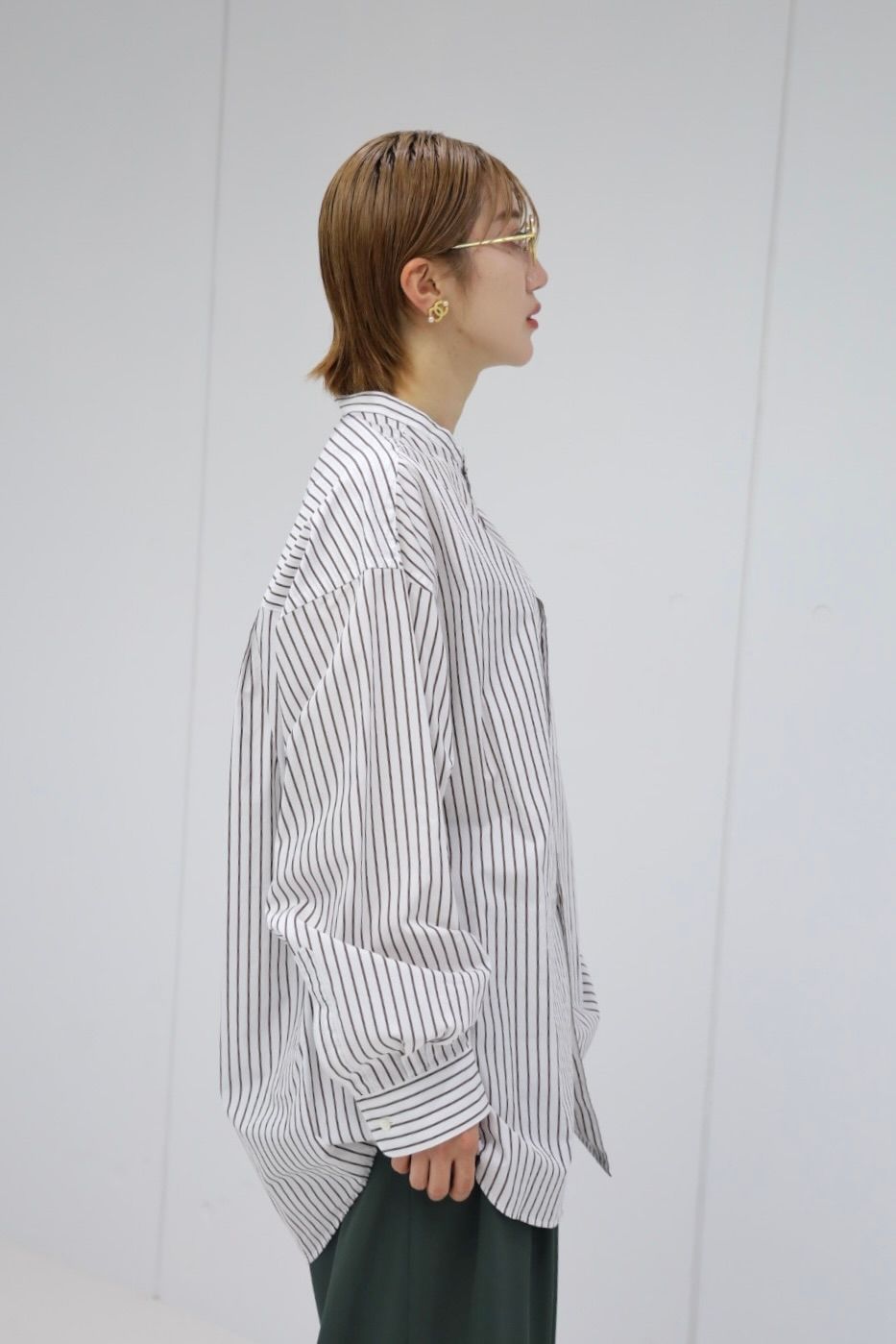 Graphpaper SIDOGRAS Stripe L/S Oversized Band Collar Shirt STYLE 2025.10.24