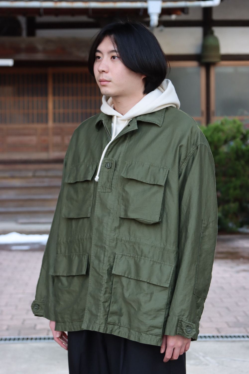 Graphpaper Cotton Linen Moleskin Military Jacket(GU221-30094 