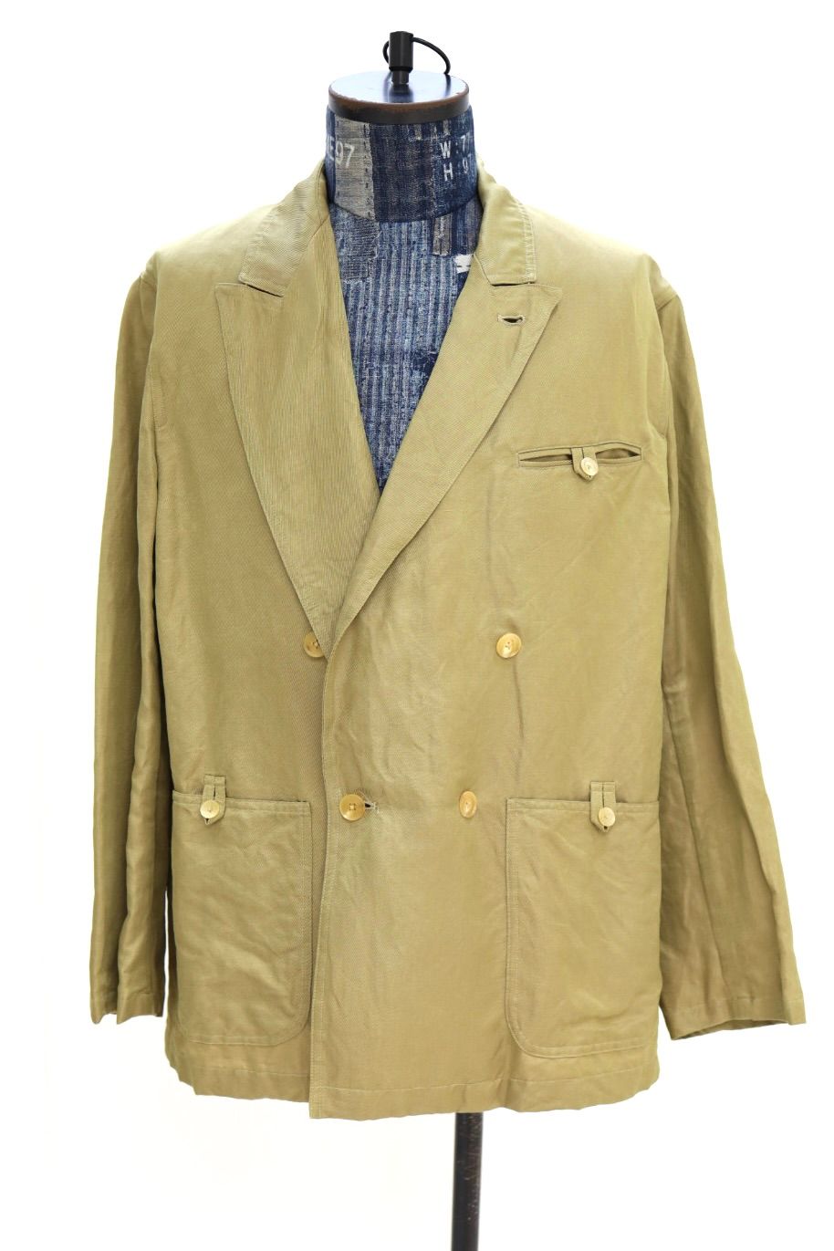 YOKE 26SS Linen Silk Kersey Double Breasted Blezer(YK26SS01207J)KHAKI