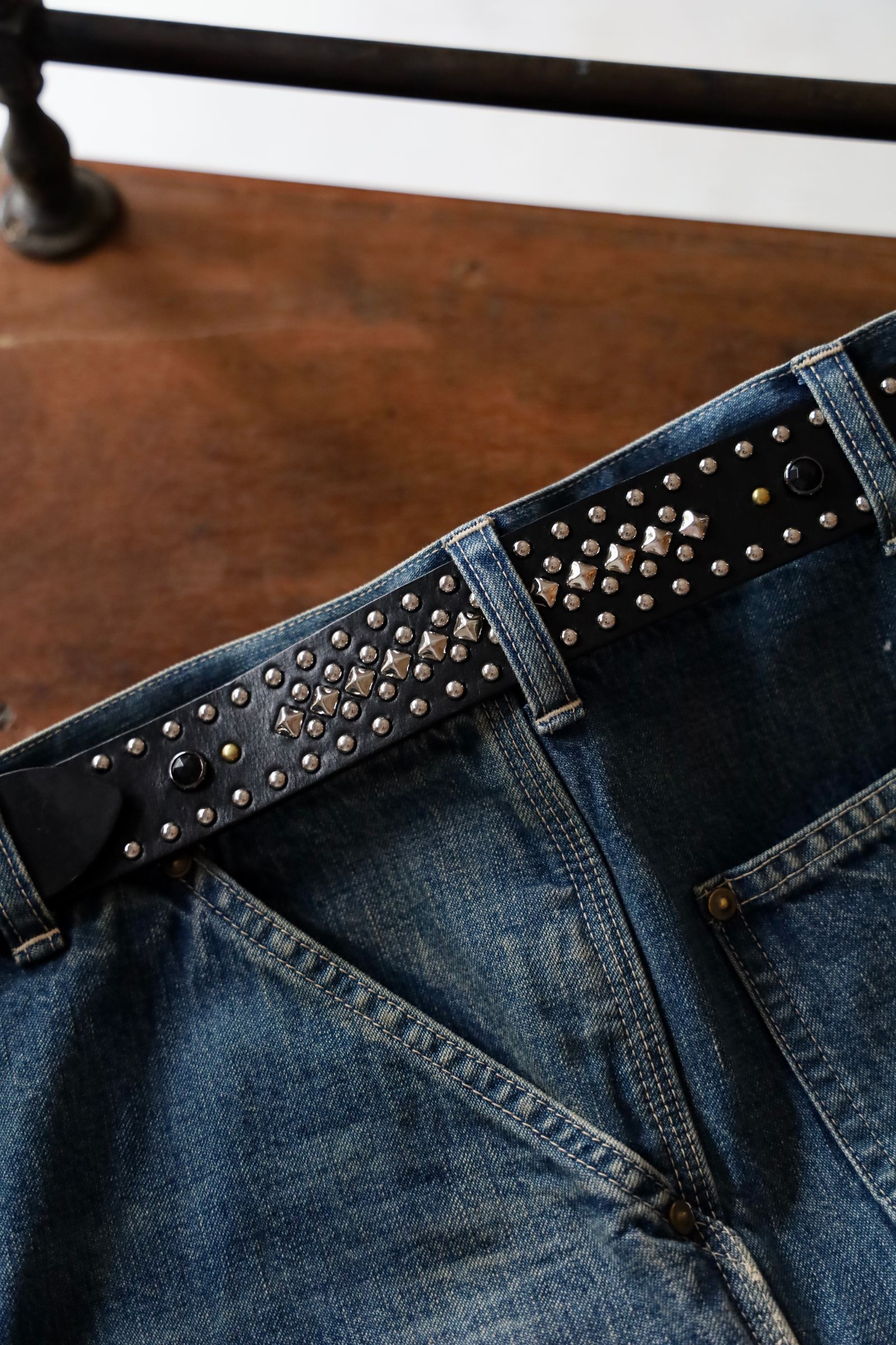 LASTMAN ラストマン大久保篤志 WOLF'S HEAD x LASTMAN STUDDED BELT 35mm