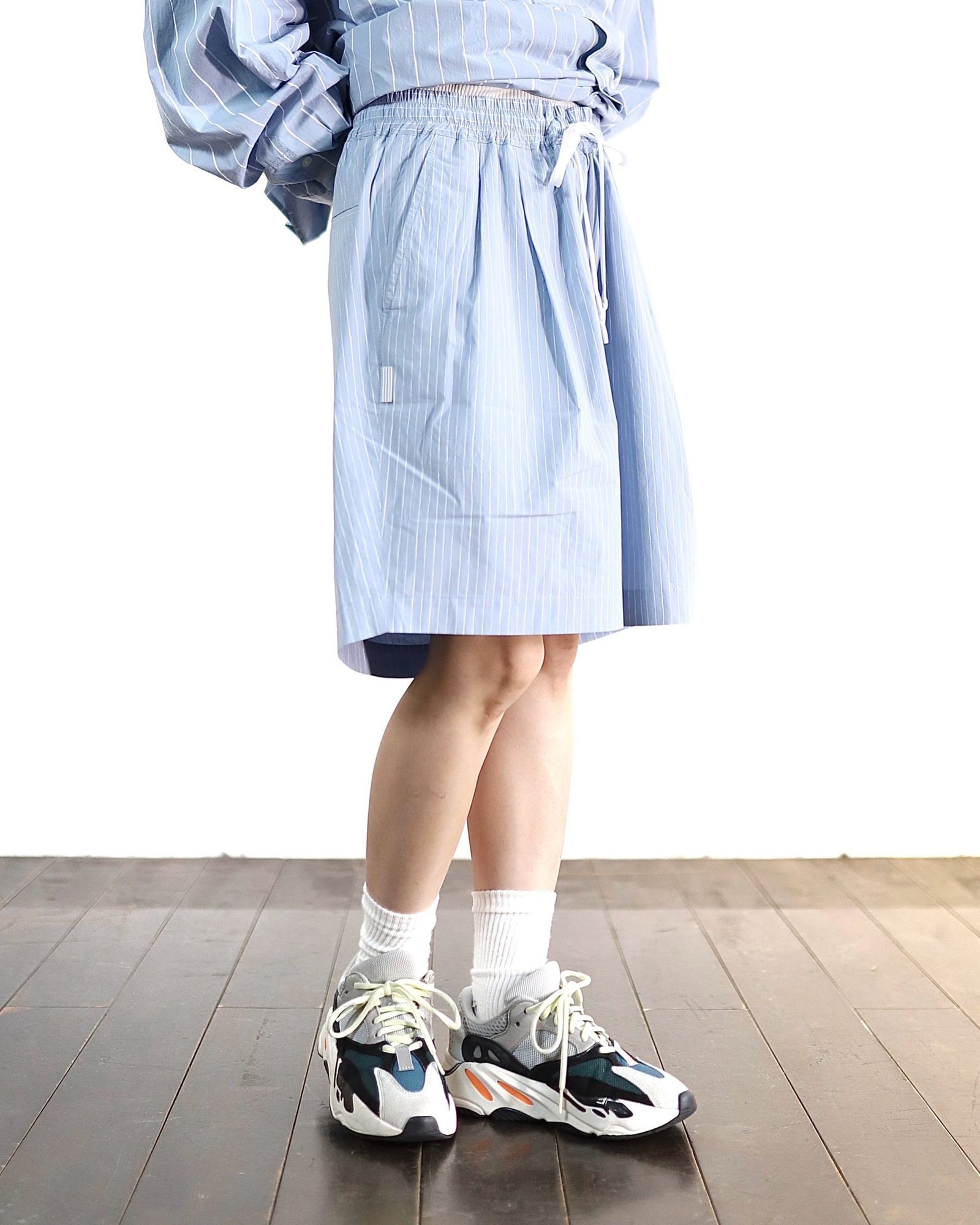 美品 SFC エスエフシー ストライプ ショートパンツ Lサイズ SAX Stripes For Creative - S.F.C 24SS エスエフシー SFC STRIPE