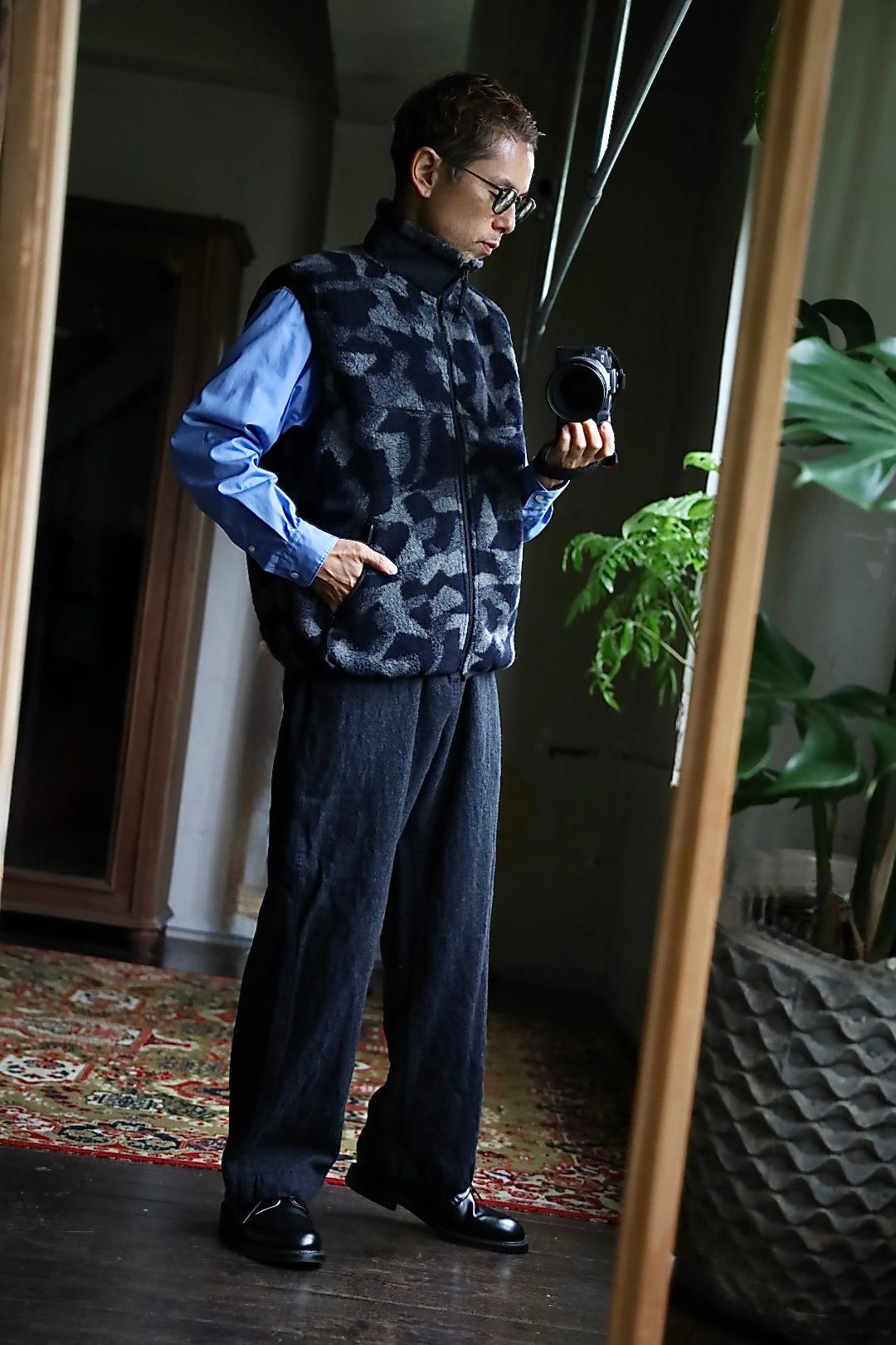 COMME des GARCONS HOMME 26FW ウールボアフリースベストスタイル