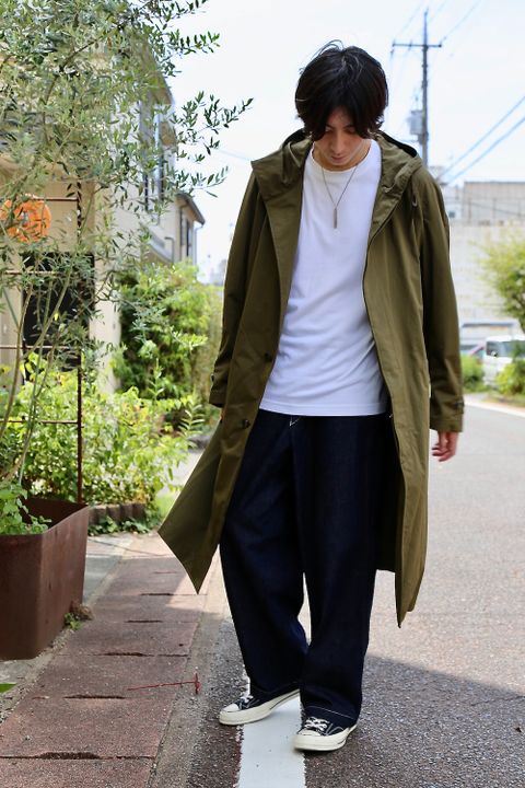 COMME des GARCONS HOMME 綿ナイロンウェザーフーデッドコート"KHAKI"style.8.12.