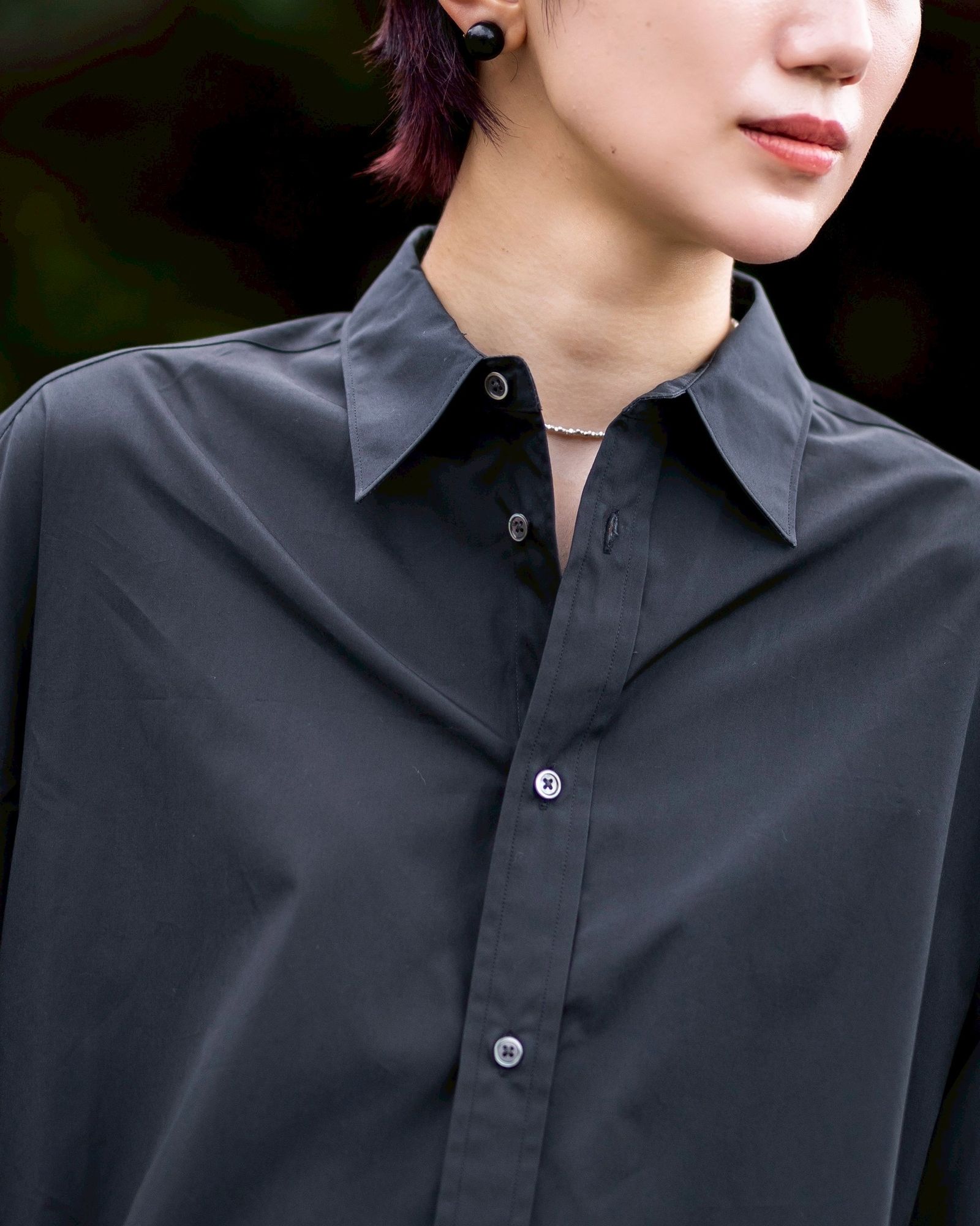 Graphpaper 25AW Women's  High Count Broad L/S Oversized Regular Collar Shirt(GL253-50033B)BLACK