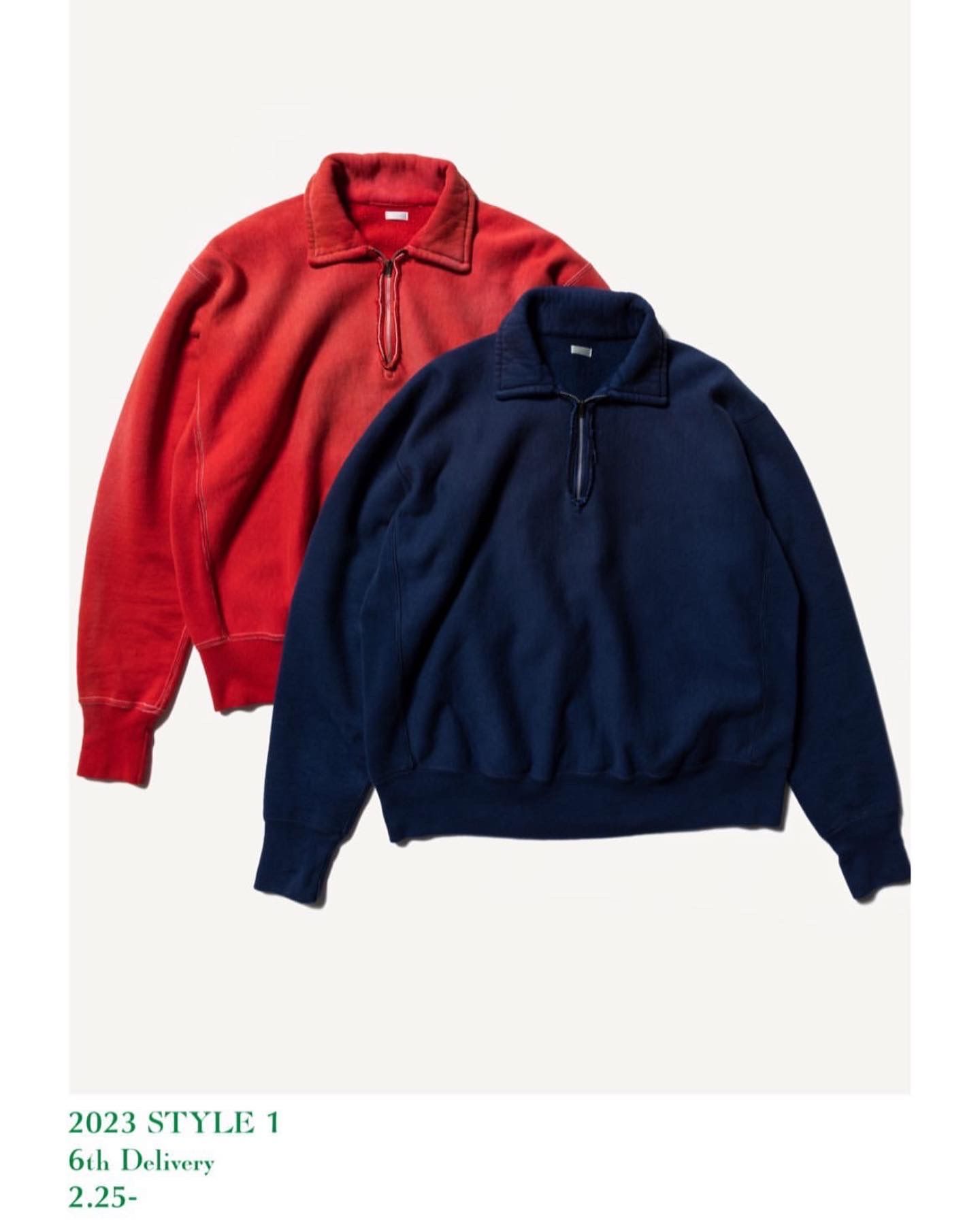 アプレッセ23SSハーフジップスウェット Vintage Half Zip  Sweatshirt(23SAP-05-01K)RED※2月25日(土)発売！ - 1(S)
