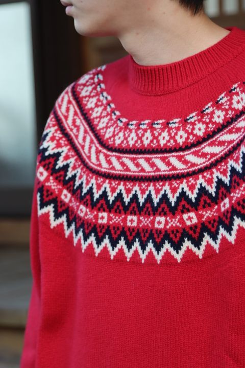 JUNYA WATANABE COMME des GARCONS MAN ラムウールジャガードニットRED style