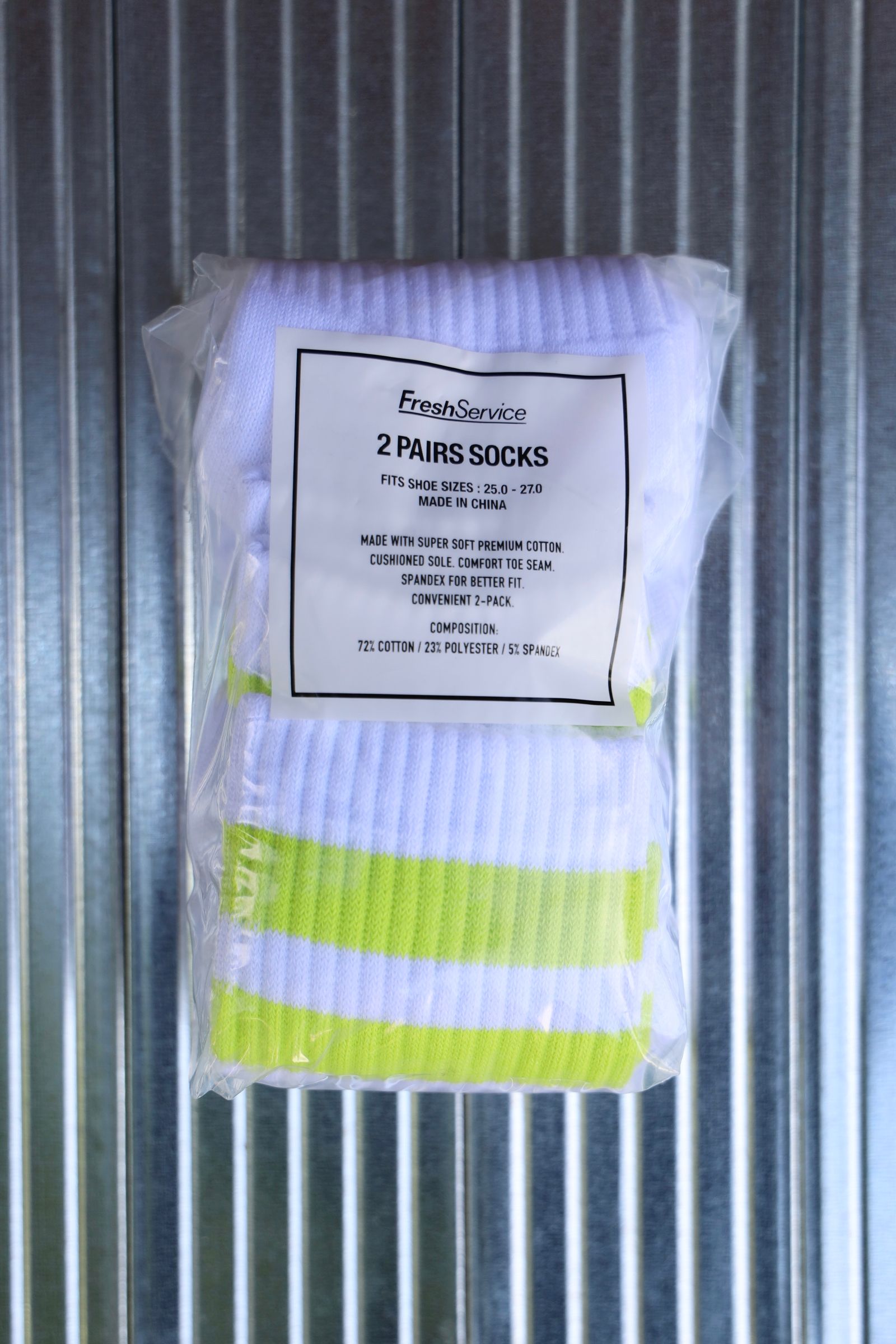 フレッシュサービスソックス 2-PACK LINE CREW SOCKS (YELLOW)