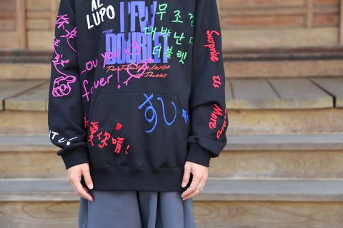 doublet MESSAGE EMBROIDERY HOODIE"BLACK"style.2020.9.14
