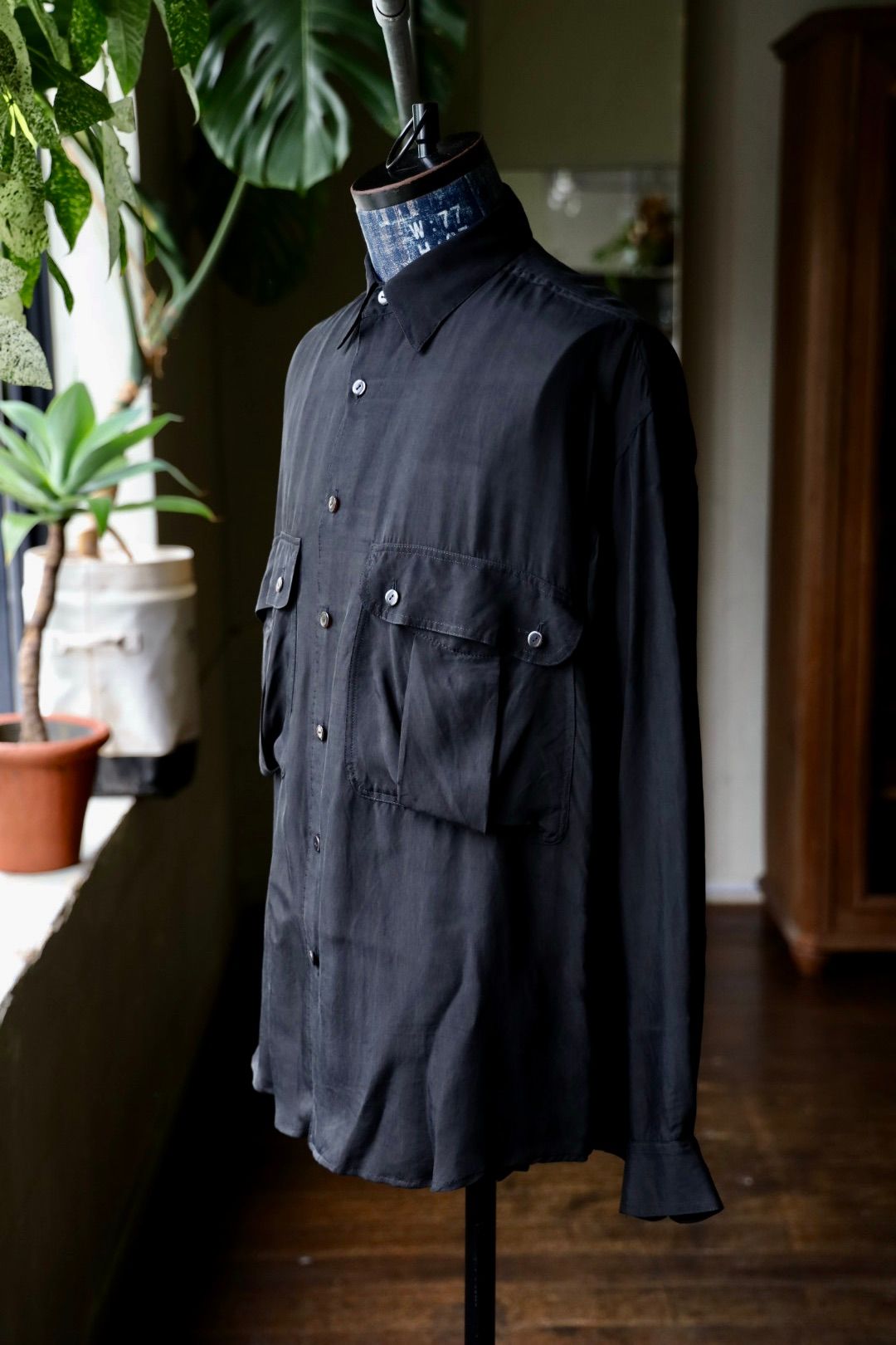 ヨーク 25FW シャツ Cupro Work Shirt(YK25FW01081SH)BLACK